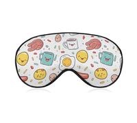 Coffee Mugs Bacon Strips Fried Eggs Breakfast Sleep Mask Eye Cover for Sleeping Men Women Light Blocking Travel Blindfold