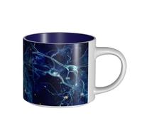 Coffee Mugs Breakfast Oat Milk Cup Tea Cup Ceramic Mug Large,3D Brain Cell Neuron Neurology,Navy Blue,One Size