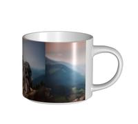 Coffee Mugs Breakfast Oat Milk Cup Tea Cup Ceramic Mug Large,Australian Shepherd Mountains Aussie Pets Dogs,White,One Size