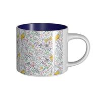 Coffee Mugs Breakfast Oat Milk Cup Tea Cup Ceramic Mug Large,Colorful Math Doodles On Grid,Navy Blue,One Size