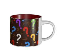 Coffee Mugs Breakfast Oat Milk Cup Tea Cup Ceramic Mug Large,Colorful Question Mark,Red,One Size