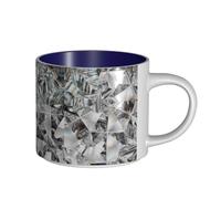 Coffee Mugs Breakfast Oat Milk Cup Tea Cup Ceramic Mug Large,Diamond Texture Style Crystal,Navy Blue,One Size
