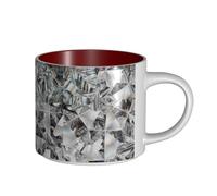 Coffee Mugs Breakfast Oat Milk Cup Tea Cup Ceramic Mug Large,Diamond Texture Style Crystal,Red,One Size
