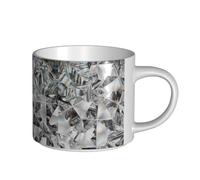 Coffee Mugs Breakfast Oat Milk Cup Tea Cup Ceramic Mug Large,Diamond Texture Style Crystal,White,One Size