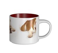 Coffee Mugs Breakfast Oat Milk Cup Tea Cup Ceramic Mug Large,English Bulldog Photography of Sad and Tired Bulldog with Brown Cream,Red,One Size