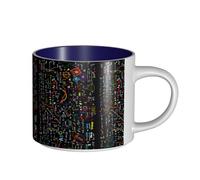 Coffee Mugs Breakfast Oat Milk Cup Tea Cup Ceramic Mug Large,Math Physics Formula,Navy Blue,One Size