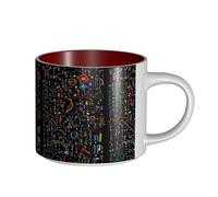Coffee Mugs Breakfast Oat Milk Cup Tea Cup Ceramic Mug Large,Math Physics Formula,Red,One Size