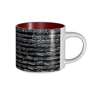 Coffee Mugs Breakfast Oat Milk Cup Tea Cup Ceramic Mug Large,Music Notes On Black,Red,One Size