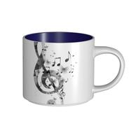 Coffee Mugs Breakfast Oat Milk Cup Tea Cup Ceramic Mug Large,Music with G Key,Navy Blue,One Size