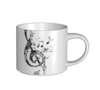 Coffee Mugs Breakfast Oat Milk Cup Tea Cup Ceramic Mug Large,Music with G Key,White,One Size