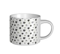 Coffee Mugs Breakfast Oat Milk Cup Tea Cup Ceramic Mug Large,Peeing Black Pugs,White,One Size