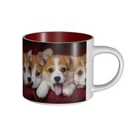 Coffee Mugs Breakfast Oat Milk Cup Tea Cup Ceramic Mug Large,Welsh Corgi Dog,Red,One Size