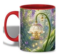 Coffee Mugs Enchanted Garden Lantern Wisteria Coffee Mug Office 330ML | Ceramic Coffee Mug Modern Porcelain Mugs for Mom Kitchen Hot Cocoa