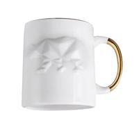 Coffee Mugs Gold Foil with Square Handle Ceramic or Tea Cup, 16-Ounce, Bow Winter Mug (White, 10x9cm)