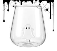 Coffee Mugs - Playful Glass Design Halloween Ghost Mug, Generous Capacity Wine Mug | Glassware for Fall Gathering Bar Cocktail Party Holiday Decor Seasonal Celebration Themed Event