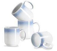 Coffee Mugs Set of 4, 12 oz Ceramic Coffee Cup with Handle for Tea Cappuccino Latte Cocoa Juice Milk Hot Chocolate Funny Gradient Blue Mug Housewarming Gifts for Men Dishwasher & Microwave Safe