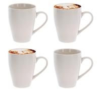 Coffee Mugs Set of 4 Plain Off-White Tea Cups Porcelain Latte Cappuccino Cocoa Hot Chocolate Cup Drinking Mug with Handle for Ideal for Home Office Cafe, 350ml