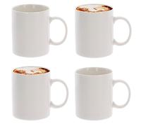 Coffee Mugs Set of 4 Plain Off-White Tea Cups Porcelain Stoneware Latte Cappuccino Cocoa Hot Chocolate Cup Drinking Mug with Handle for Ideal for Home Office Cafe, 400ml