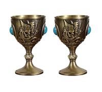 Coffee Mugs2-Pack Zinc Alloy Embossed Peacock and Phoenix Classical Goblets European Retro Wine Glasses Dessert Cups Light Luxury Home Decoration