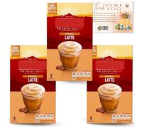 Coffee Multipack of 3x Latte Instant Coffee Sachets 16.3g 8 per pack Bundle with Fancy Labels Thank You Card - On the Go Instant Coffee Sachets