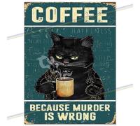 Coffee Murder Funny Metal Bar Signs Fathers Day Bar Accessories Home Pub Outdoor Garden Bar Garage Vintage Wall Plaque Man Cave Gift Metal Bar Memorabilia bar sign Made UK 20cm x 15cm