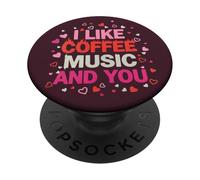Coffee Music Hearts Cute Girlfriend PopSockets Adhesive PopGrip