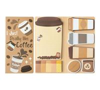 Coffee Notes Set, 550 Sheets,Cute Cartoon Dog Post It Notes with 3 Point Pens, Self-Adhesive Writing Memo Pages Back to School Office Supplies