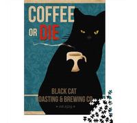 Coffee Or Die 1000-Piece Puzzle for Adults, 52x38cm/1000pcs, Clean White Card Pieces for Sorting; for A Quiet Evening Project at Home