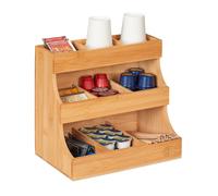 Coffee organiser Tea Storage Box 9 Shelves Natural Wood Coffee Station