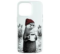 Coffee Otter With Beanie - Chill Nature Illustration Case for iPhone 15 Pro Max