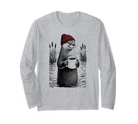 Coffee Otter with Beanie - Chill Nature Illustration Long Sleeve T-Shirt