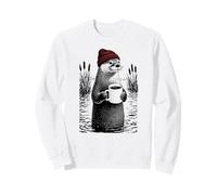Coffee Otter With Beanie - Chill Nature Illustration Sweatshirt