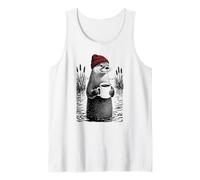 Coffee Otter with Beanie - Chill Nature Illustration Tank Top