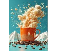 Coffee Paint by Numbers for Adults with Frame, Abstract Paint by Numbers, DIY Color Acrylic Pigment Drawing Crafts with Paints and Brushes, Hobbies for Adults Women, Home Wall Decor 40x52in 7-2397