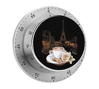 Coffee Paris Eiffel Tower Kitchen Timers for Cooking 60 Minute Magnetic Mechanical Timer Loud Alarm Clock