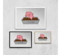 Coffee Pig Giclee Art Print - A2 - White Frame