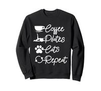 Coffee Pilates Cats Repeat Funny Cat Owner Lover Fitness Sweatshirt