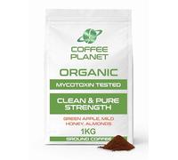 Coffee Planet Clean and Pure Strength Ground Coffee 1kg - Lab Tested Mycotoxin & Mold Free - 100% Arabica Medium Roast - Chemical Free Healthy Coffee - High Antioxidant Polyphenol Coffee