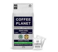 Coffee Planet Ground Coffee Bags - House Espresso - Quick Brew - Made From Arabica Coffee Beans - Pack of 1 Contains 60 Bags