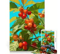 Coffee Plant with Ripe Cherries Jigsaw Puzzle for Teenagers 1000 Pieces Logic Play Sharp Cut Family Enjoyable (38x26cm)