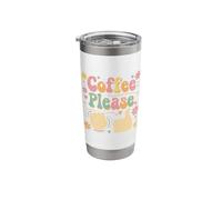 Coffee Please American Sign Language ASL Teacher Groovy Stainless Steel Insulated Tumbler