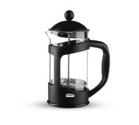 Coffee Plunger Cafetiere French Press Coffee Maker - Various Cup Classic Glass Holder with Black Handle & Lid Camping Camper Van Outdoor Indoor Cups Black (3 Cup (350ml))