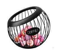 Coffee Pod Basket, Large Capacity Iron Coffee Pod Holder, Desktop Organizer Storage Baskets for Kitchen Counter (Black, 1pc), Space-Saving Brew Station