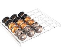 Coffee Pod Drawer, Coffee Pod Holder Compatible with Nespresso Vertuo Vertuoline, Capsules Drawer Insert Holds 25 Pods, Home Kitchen Counter Coffee Capsule Storage Tray, Clear