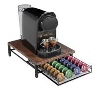 Coffee Pod Drawer Holder for Tassimo Capsule 35pcs for Nespresso® OriginalLine Pods Drawer Coffee Machine Storage Organizer Stand Sliding for Kitchen Countertop (Vintage Brown)