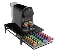 Coffee Pod Drawer Holder for Tassimo Capsule 35pcs for Nespresso® OriginalLine Pods Drawer Coffee Machine Storage Organizer Stand Sliding for Kitchen Countertop (Black)