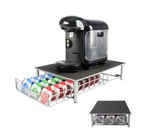 Coffee Pod Holder Coffee Machine Stand Compatible with Nespresso VertuoLine Capsule Drawer Organiser Vertuo Dolce Gusto Bosch Tassimo Pods 64 Capsule Storage Non-Slip Base T-Disc Coffee Capsules Stand