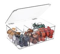 Coffee Pod Holder, Coffee Pods Storage for Counter, Clear Organizer for K Cup, Compatible with Nespresso OriginalLine VertuoLine Capsules & Keurig Pods, Acrylic Coffee Pods Holder with Lid - Clear