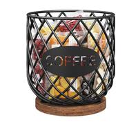 Coffee Pod Holder - Counter Organizer | Metal & Wood Storage Box: Sturdy Design for Storage, Easy Access Coffee Pod Display, Ideal for Kitchen Bar Approx