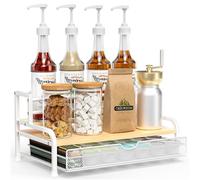 Coffee Pod Holder for Nespresso K Cup Dolce Gusto, 35 Capsules Storage Drawer, 8 Bottles Syrup Rack with Non-Slip Feet, Space-Saving Coffee Station Organizer for Home Office- White